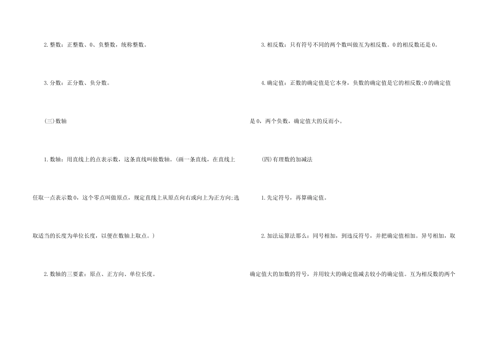 初一上学期数学知识点归纳总结_第2页