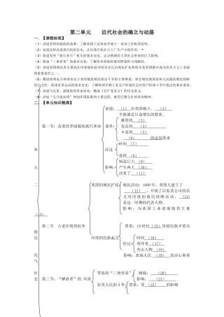初三历史教学案第二单元-近代社会的确立与动荡