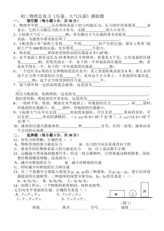 初三物理总复习压强