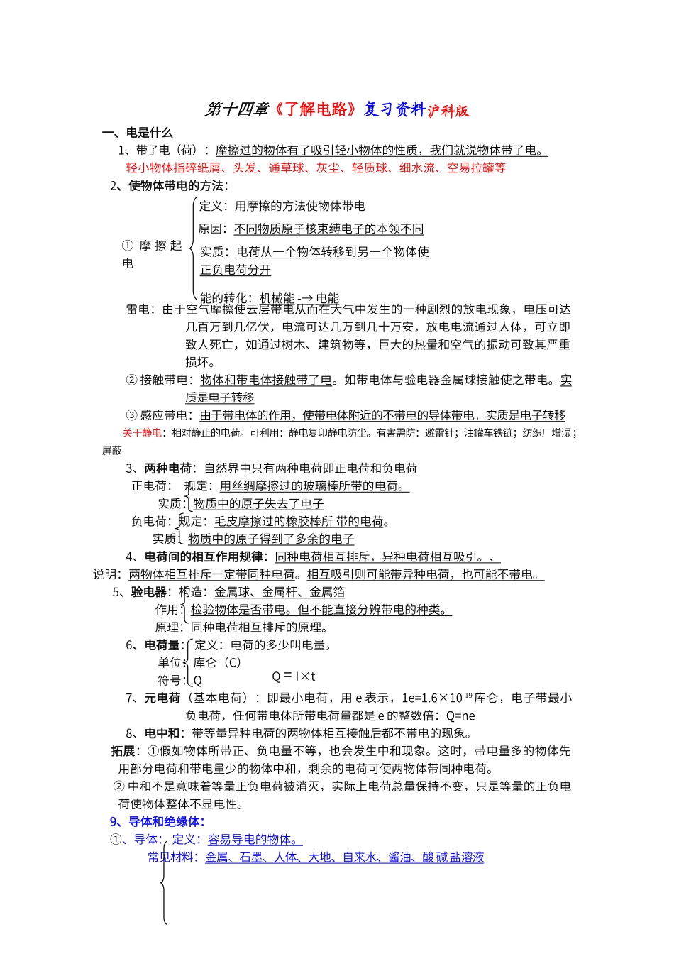 初中九年级物理《了解电路》基础知识汇总_第1页