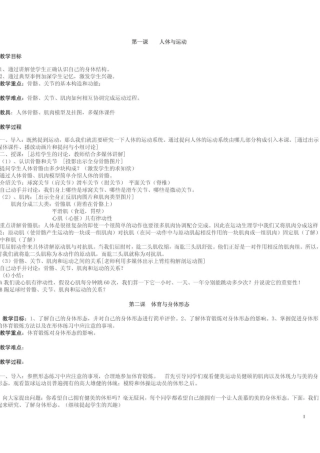 初中人教版全部体育理论课教案