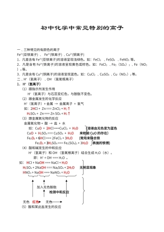 初中化学中特殊离子的鉴别