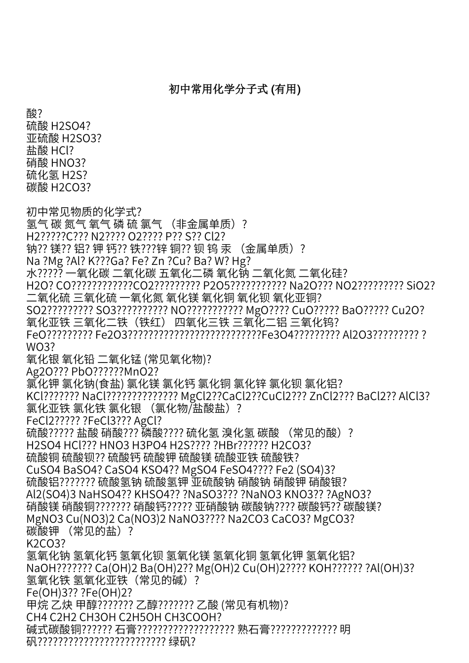 初中化学分子式_第1页