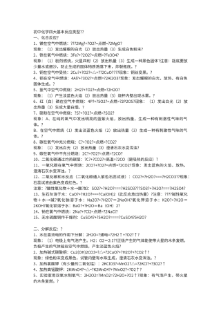 初中化学四大基本反应类型