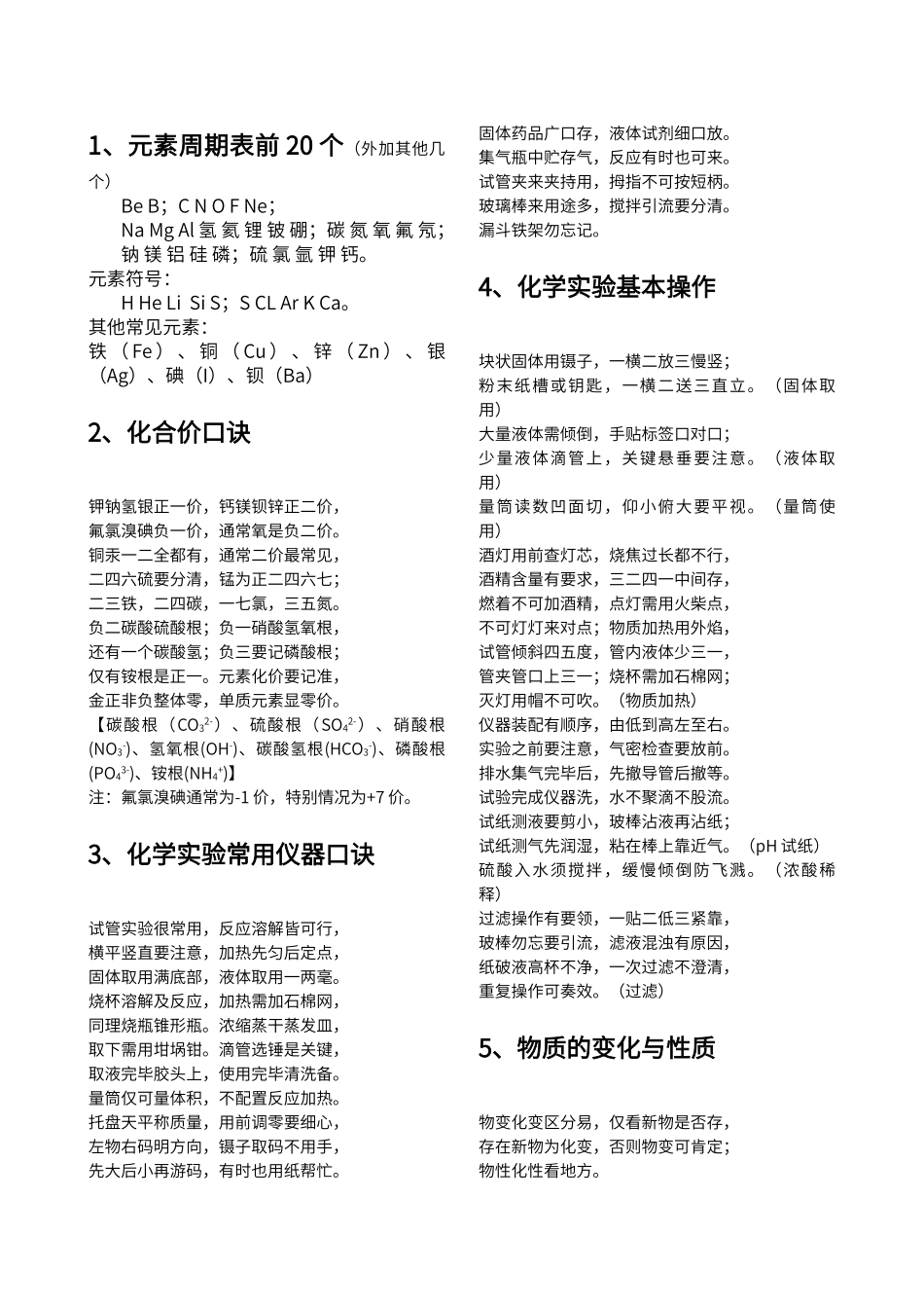 初中化学口诀汇总_第1页