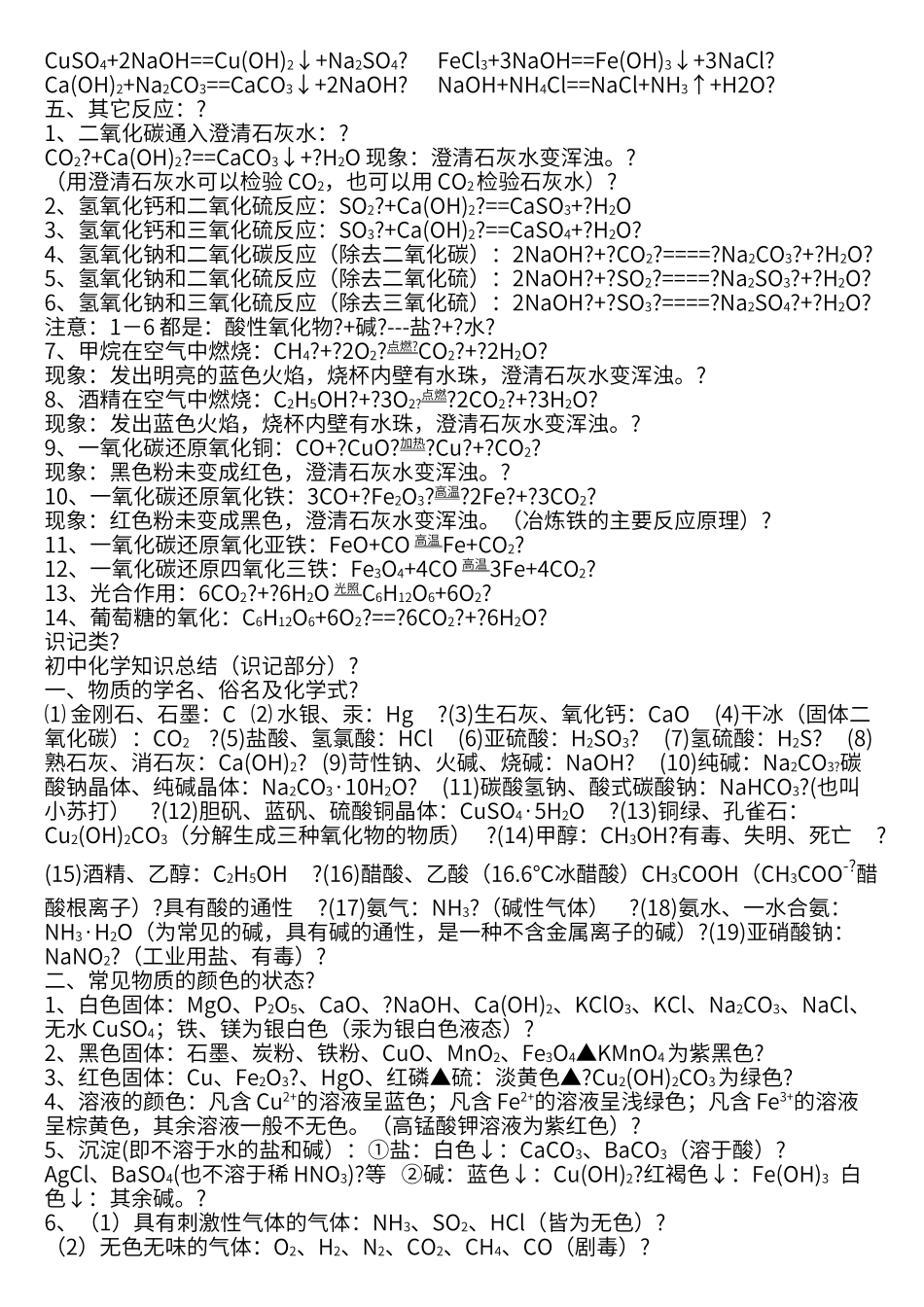 初中化学实验大全+全部方程式+化学概念+化学全集_第3页