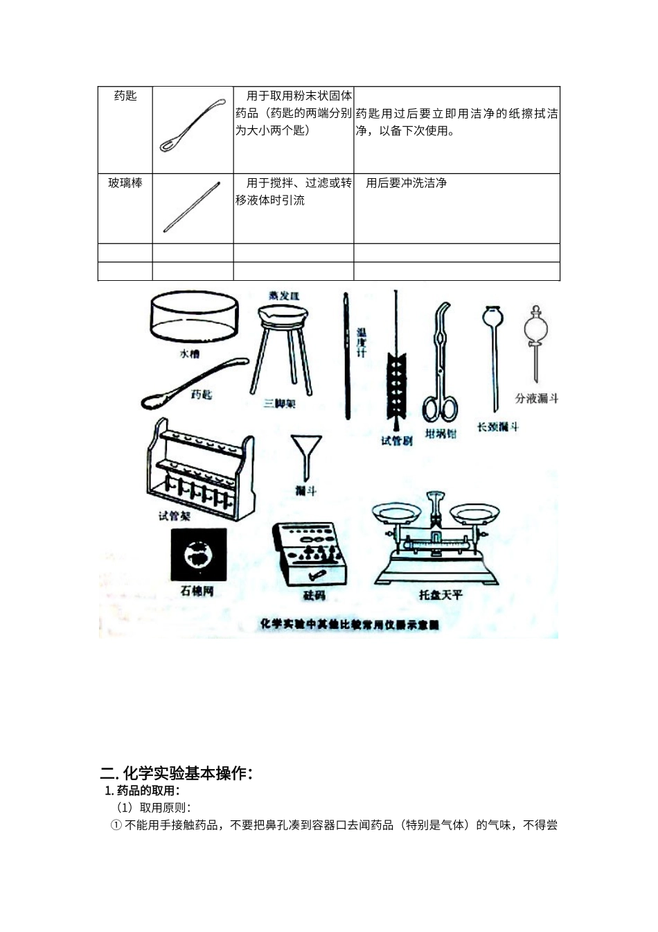 初中化学实验常用仪器、用途及注意事项_第3页