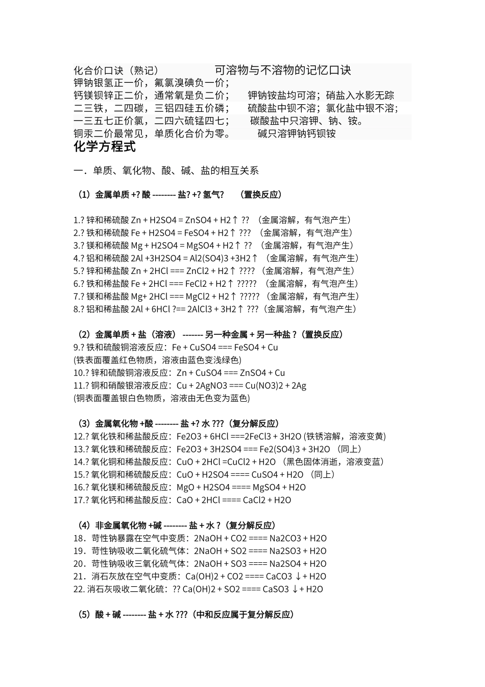 初中化学式+化合价口诀_第1页