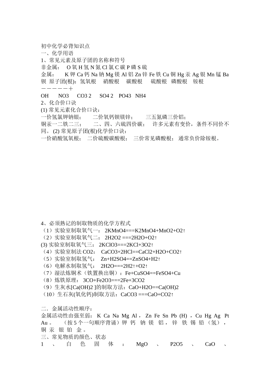 初中化学必背知识点_第1页