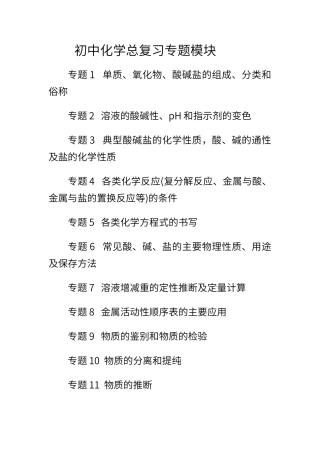 初中化学总复习专题模块