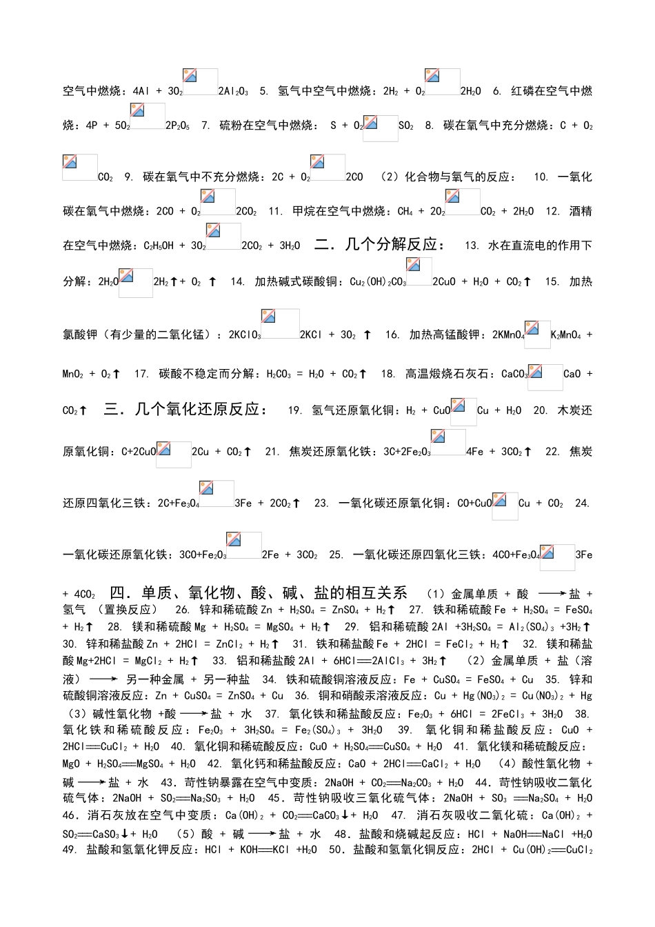 初中化学方程式大全列表64273_第2页