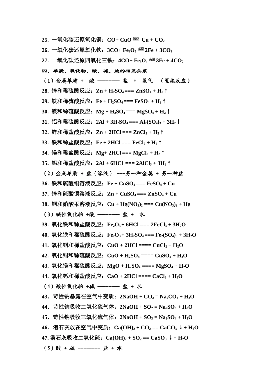 初中化学方程式集锦_第2页