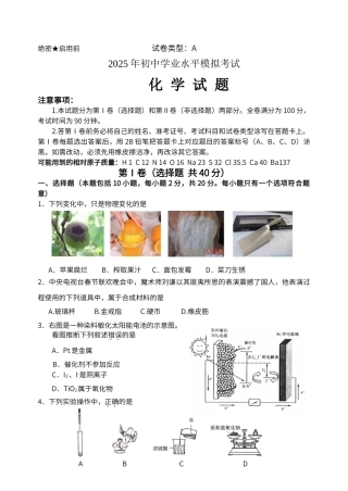 初中化学模拟试题