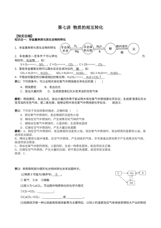 初中化学物质的相互转化