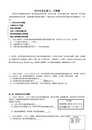 初中化学计算题专题训练