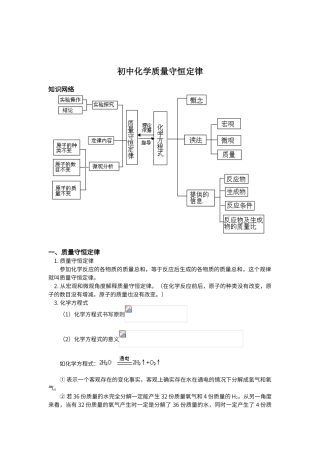 初中化学质量守恒定律及应用