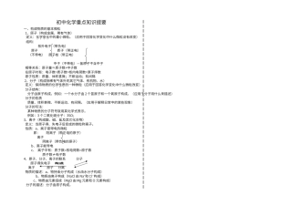 初中化学重点知识提要