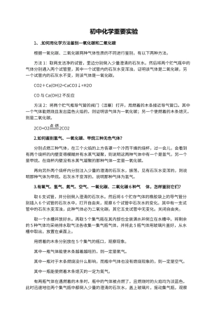 初中化学重要实验
