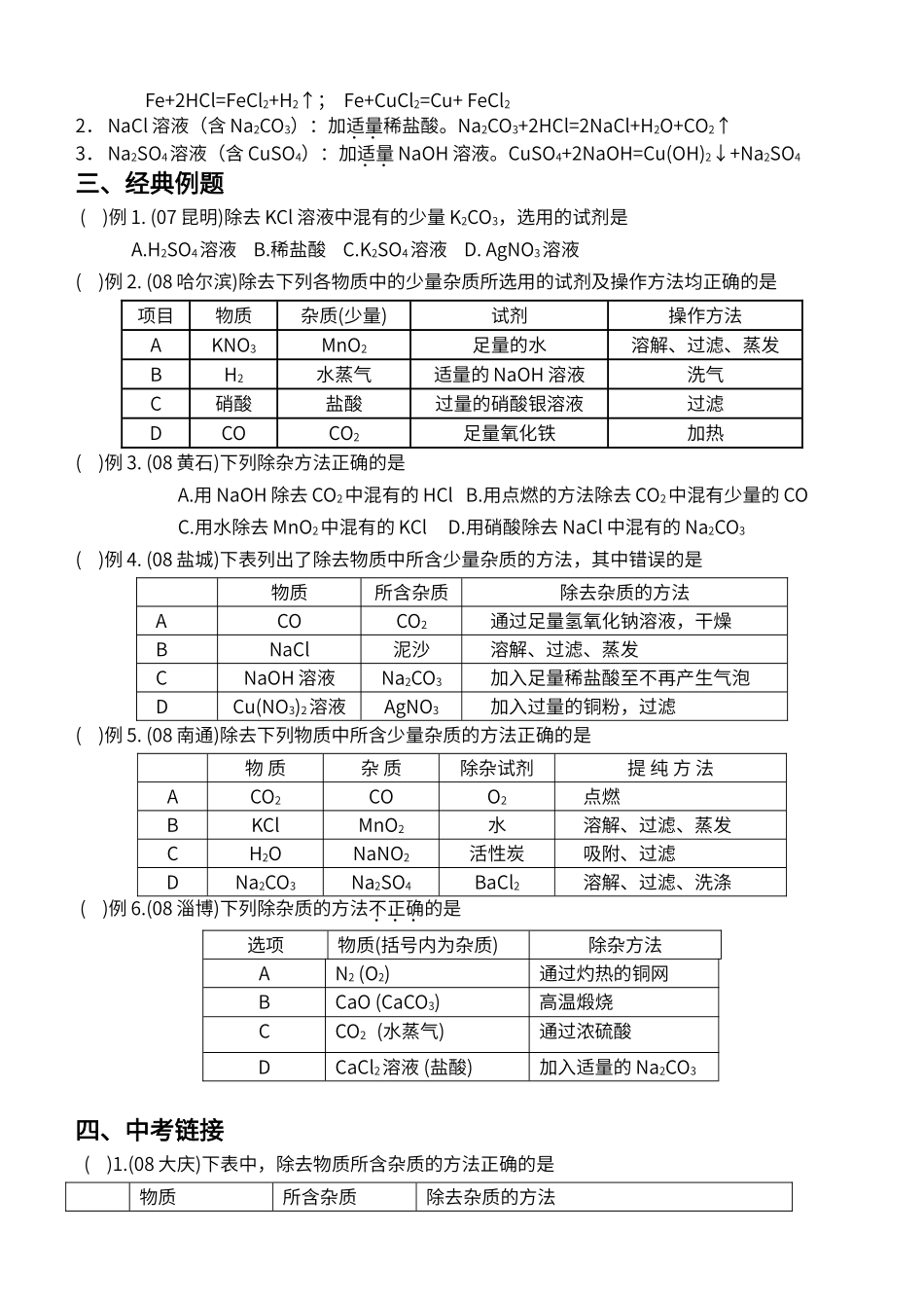 初中化学除杂专题_第2页