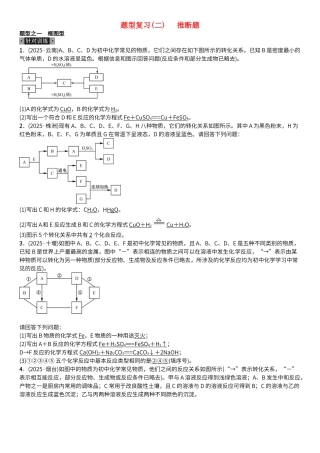 初中化学题型复习推断题习题