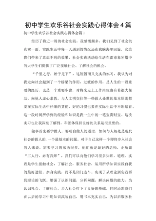 初中学生欢乐谷社会实践心得体会4篇