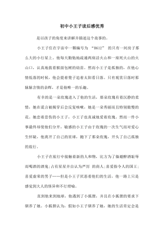 初中小王子读后感优秀