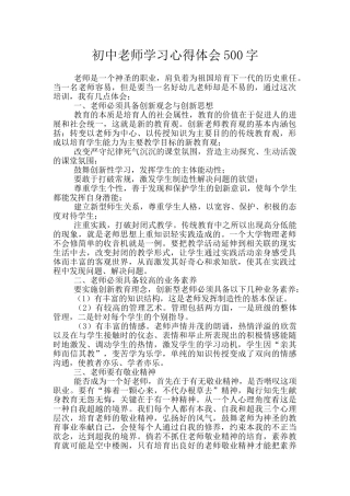 初中教师学习心得体会500字