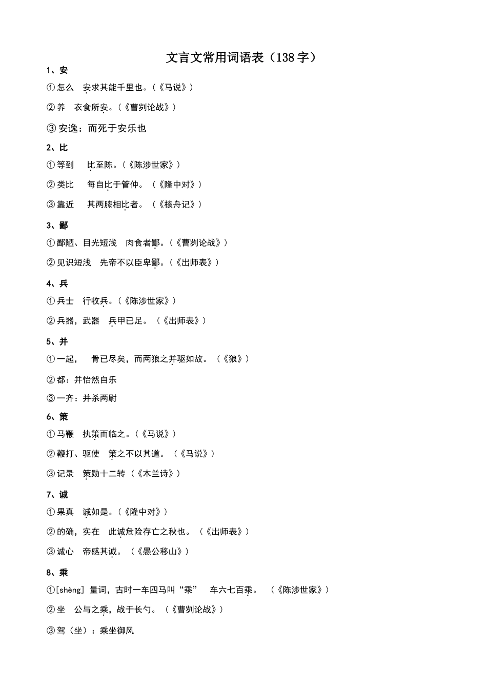 初中文言文常用词语表更新_第1页