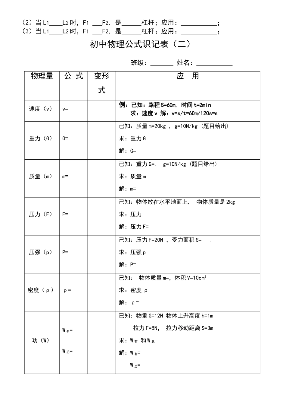 初中物理公式默写表_第3页