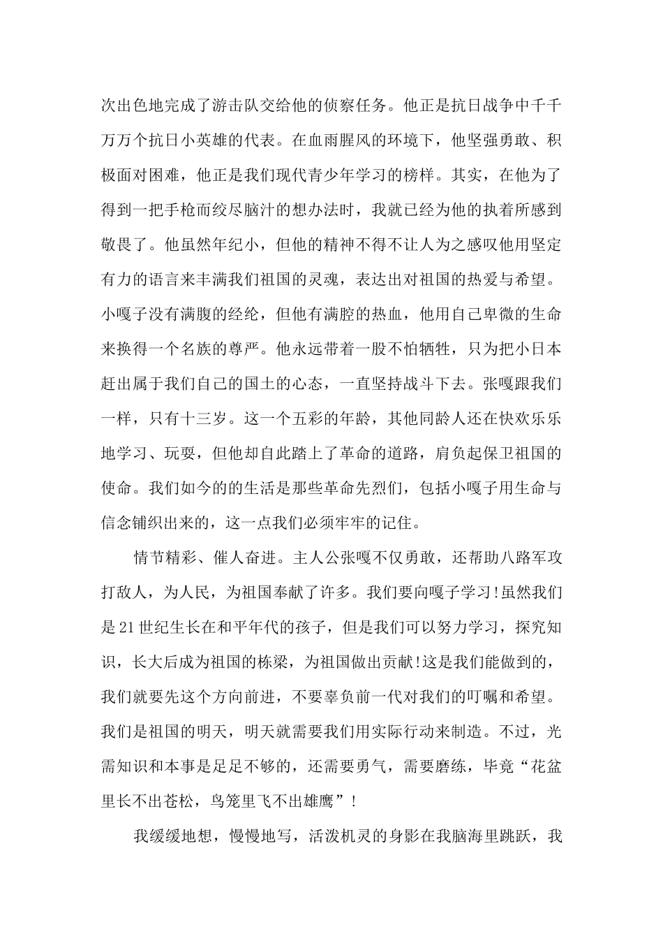 初中生小兵张嗄观后感_第3页