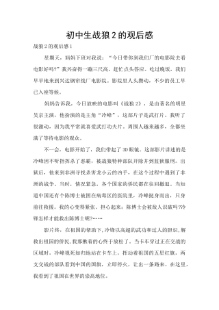 初中生战狼2的观后感