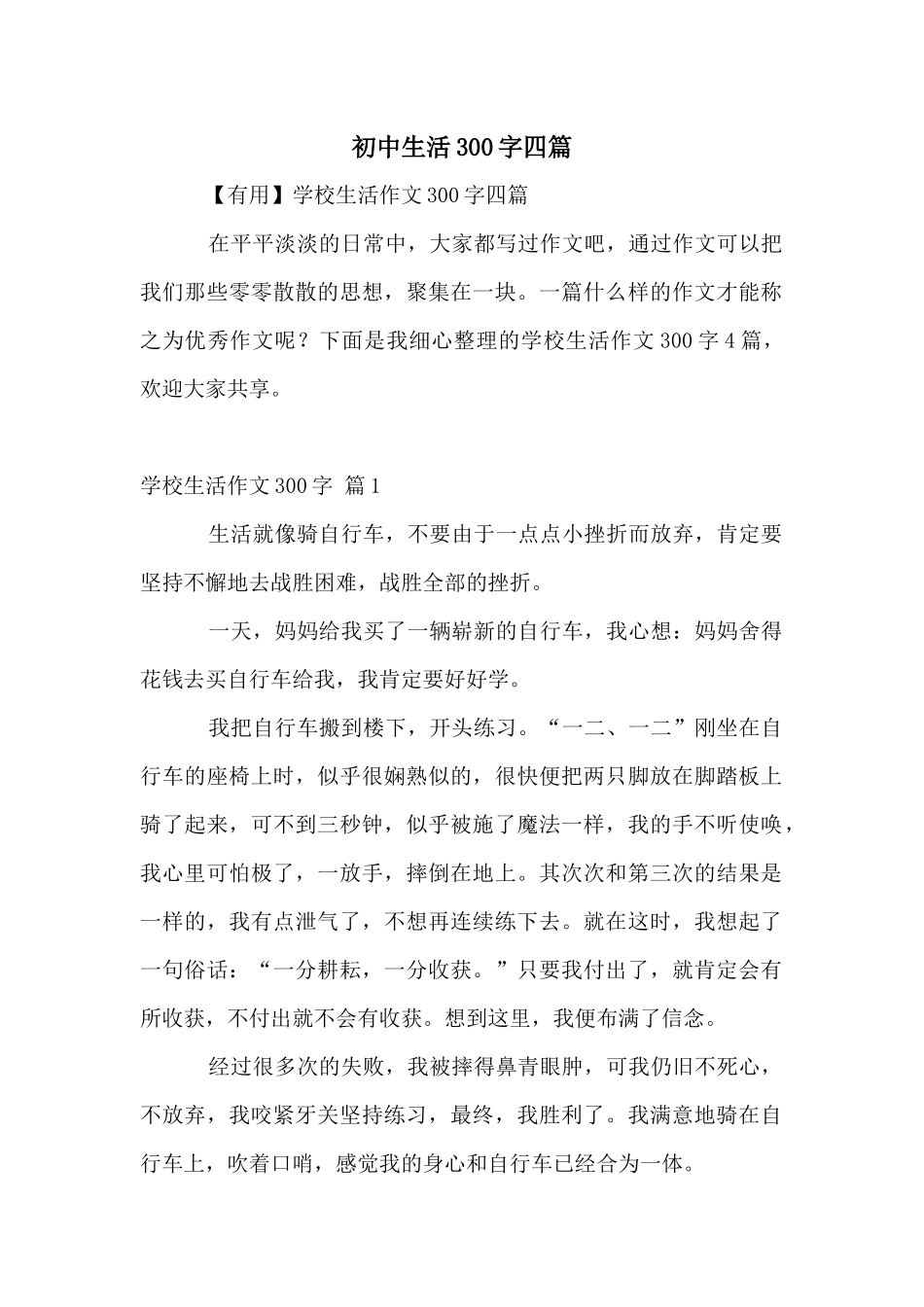 初中生活300字四篇_第1页