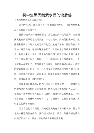 初中生黑天鹅紫水晶的读后感