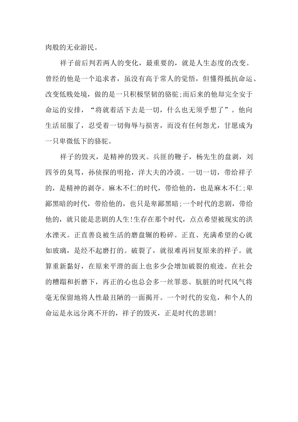 初中生骆驼祥子读书心得4篇_第2页