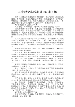初中社会实践心得800字5篇