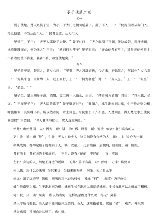 初中语文《晏子使楚》习题及答案