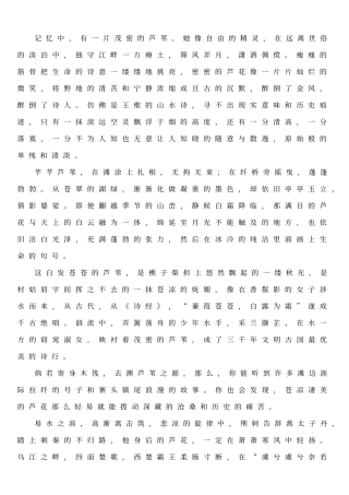 初中语文经典阅读题及答案