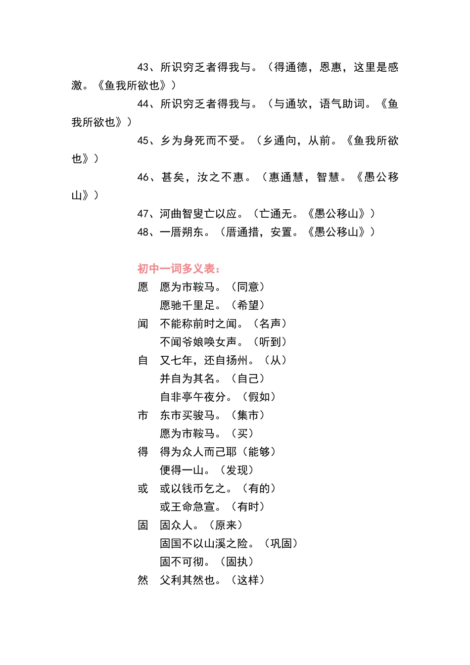 初中通假字、古今异义、一词多义表_第3页