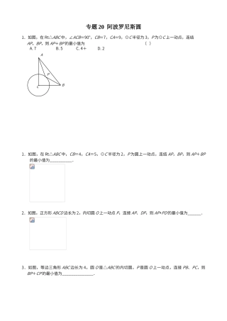 初中阶段2个阿波罗尼斯圆的大题
