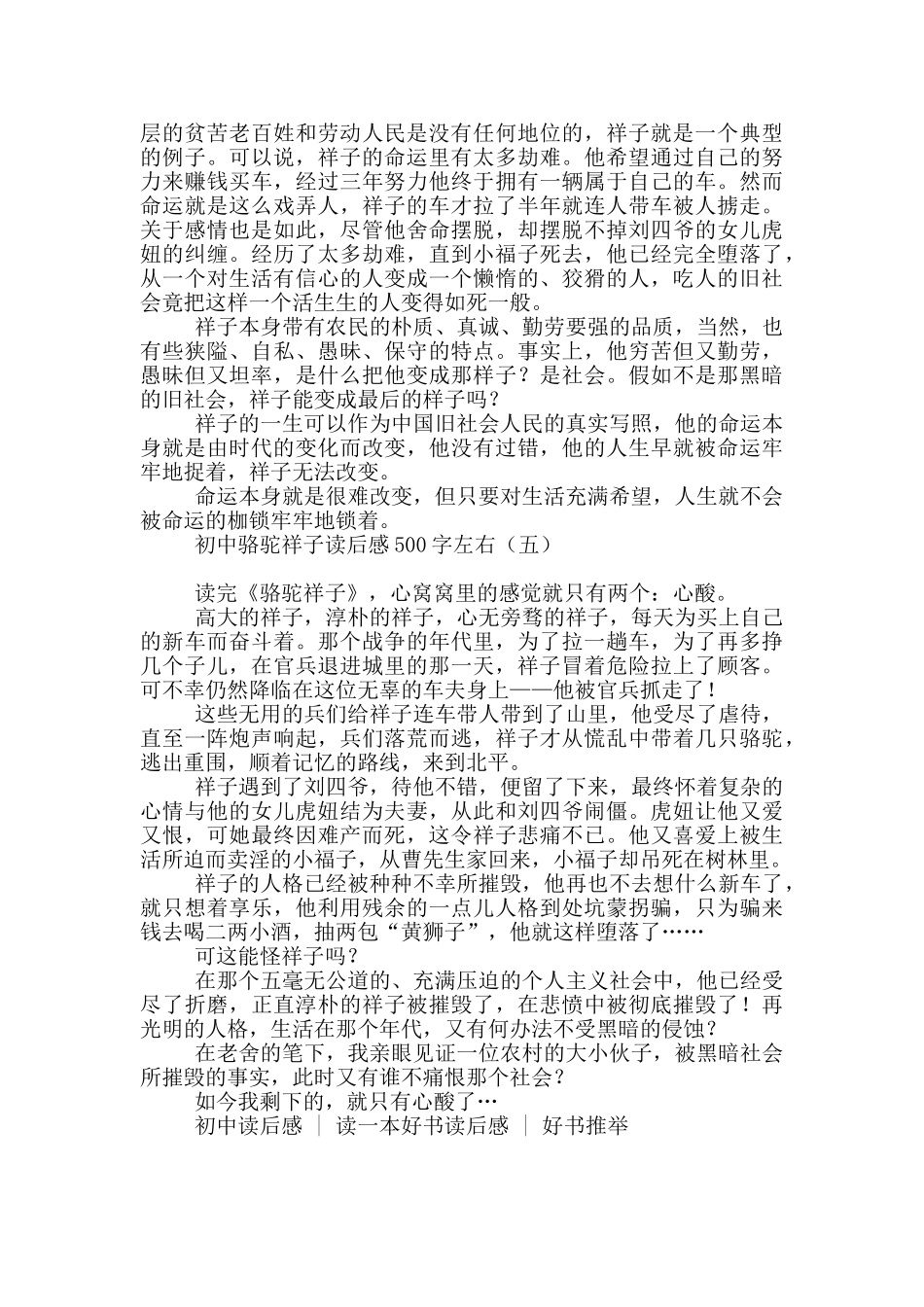 初中骆驼祥子读后感500字左右_第3页