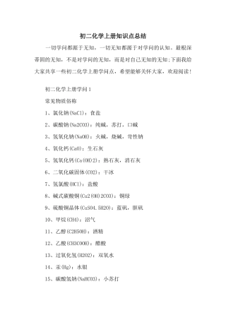 初二化学上册知识点总结