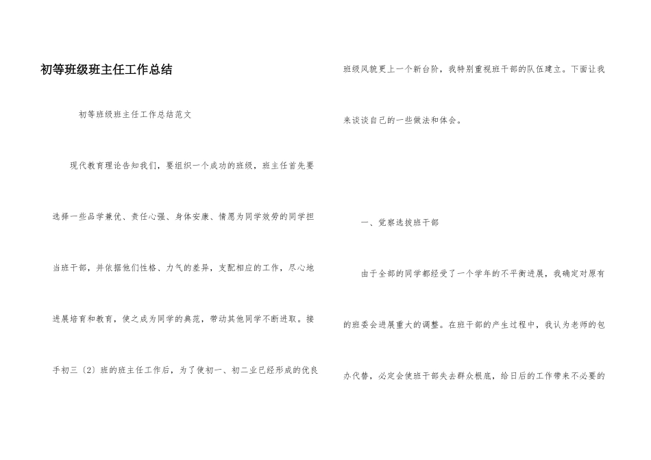 初等年级班主任工作总结_第1页