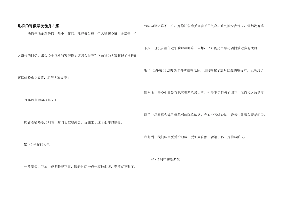 别样的寒假初中优秀5篇_第1页