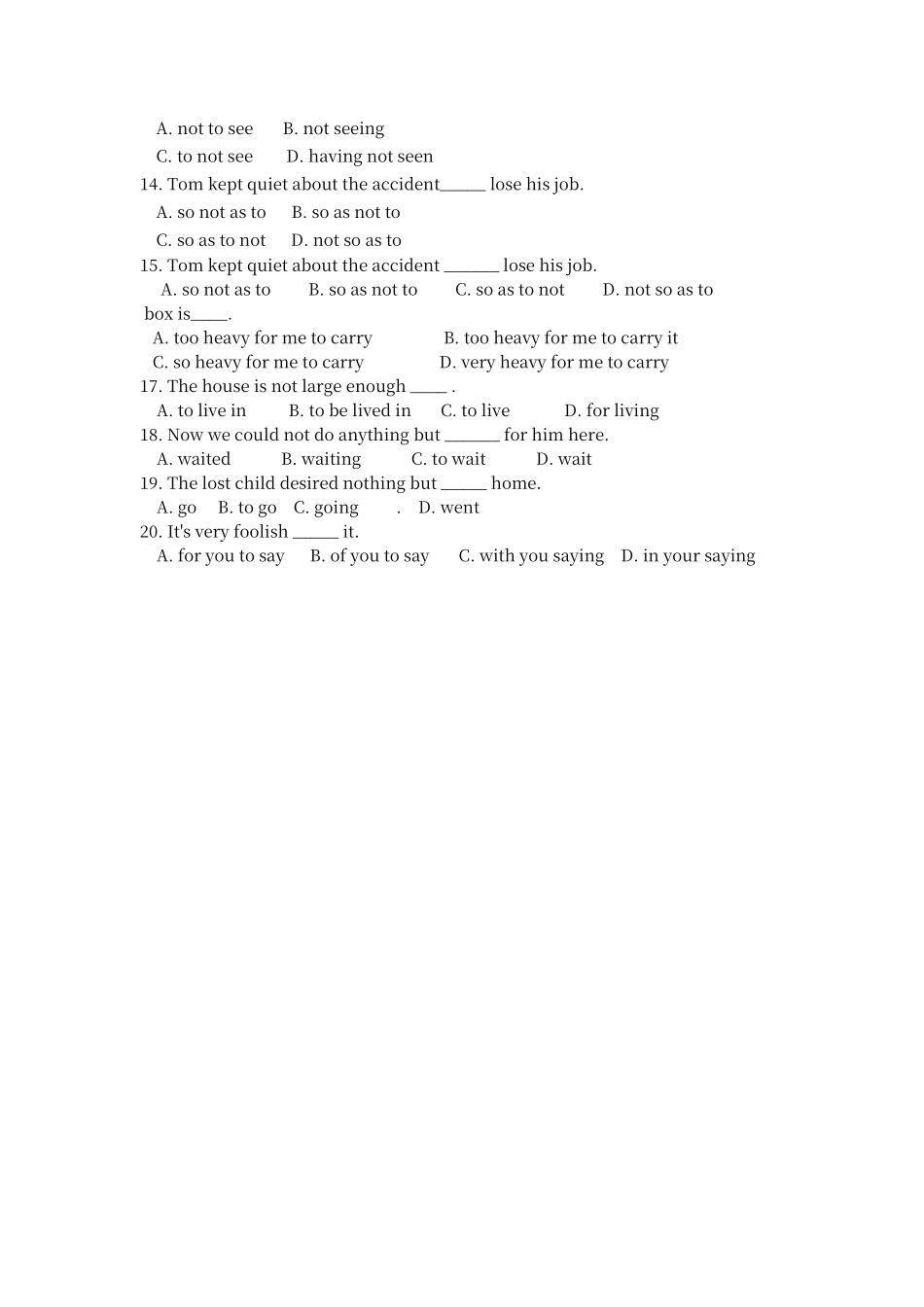 动词不定式专项练习及答案_第2页