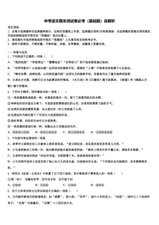 北京大附属中学中考语文仿真试卷含解析