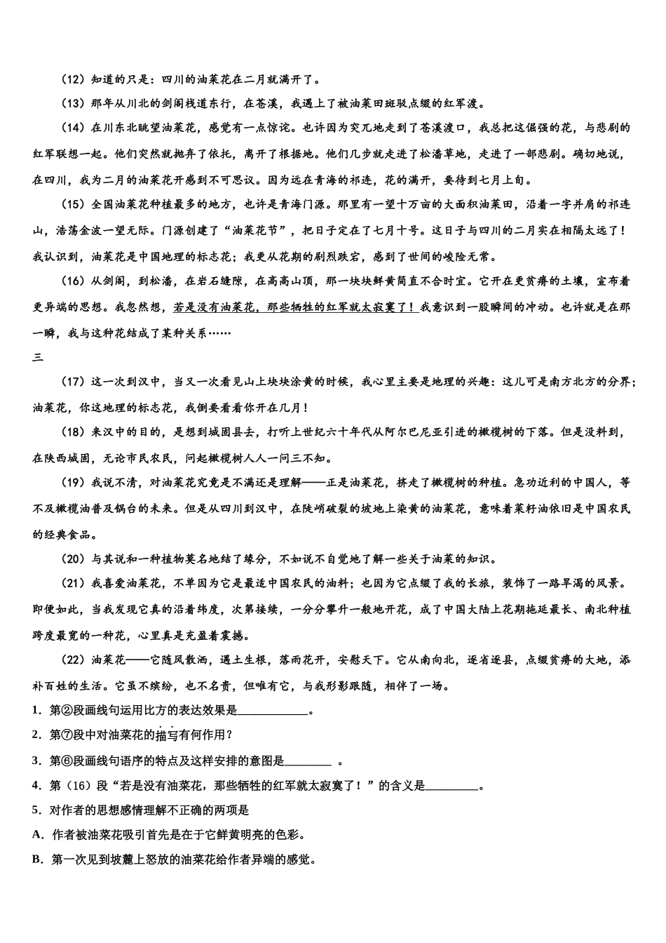 北京市中国人民大学附属中学高考仿真卷语文试卷含解析_第2页