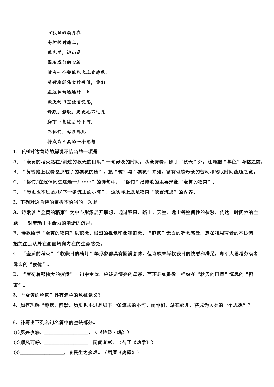 北京市丰台区北京十二中高三六校第一次联考语文试卷含解析_第3页