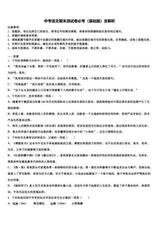 北京市中考适应性考试语文试题含解析