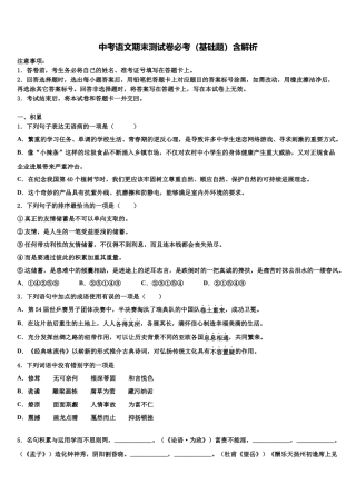 北京市二中学教育集团中考考前最后一卷语文试卷含解析