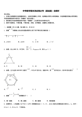 北京市和平北路校中考数学最后冲刺模拟试卷含解析
